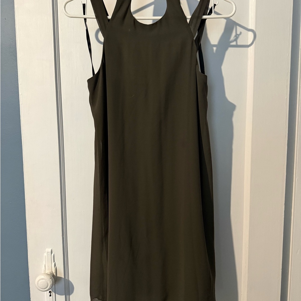 City Studio Olive Green Halter Shift Mini Dress